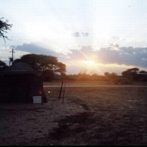 Sunset at Kalahari bush Breaks just inside the Namibian border