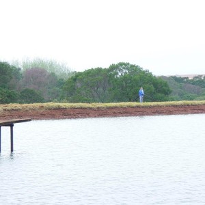 Fishing in the main dam in the favoured spot.